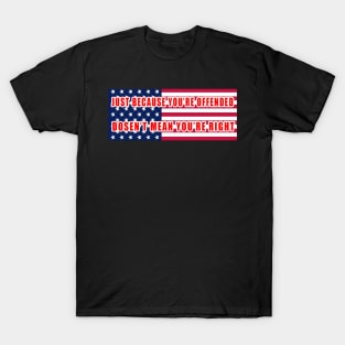 Just because you're offended doesn't mean you're right American Flag T-Shirt